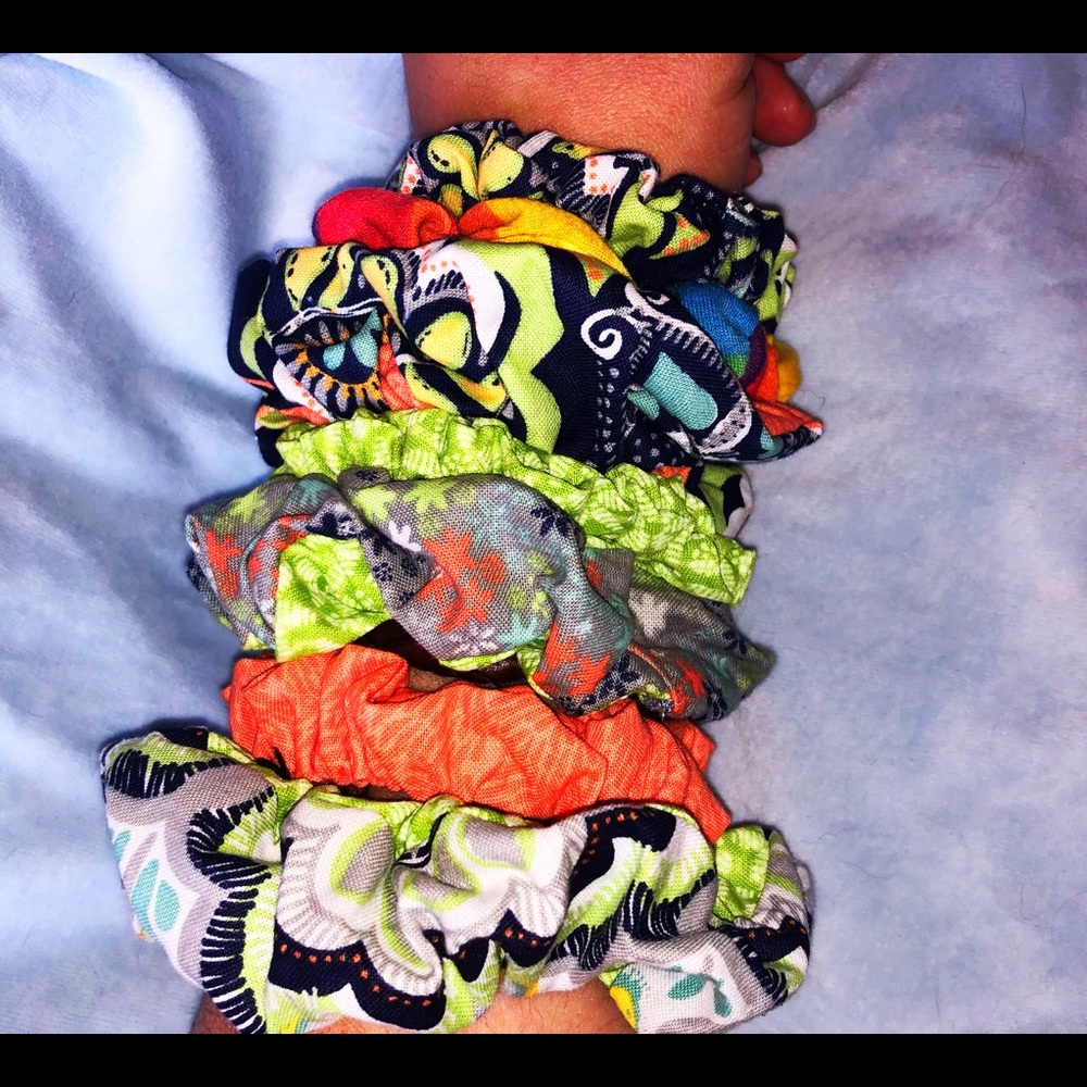 7 NEW large mouth scrunchies, homemade home sewn
